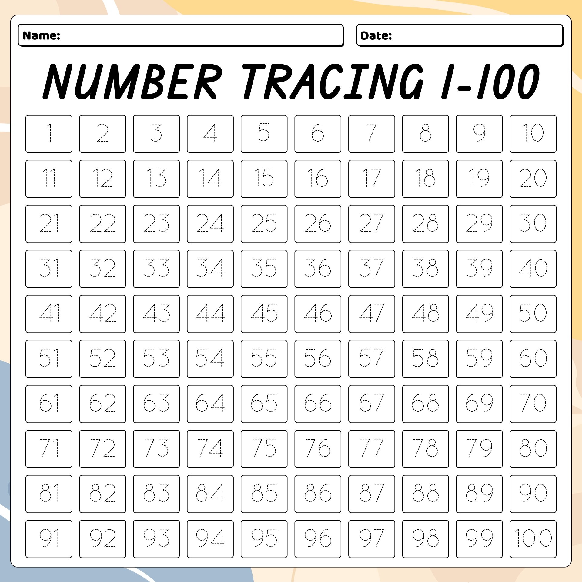 Free Math Printable Blank 100 Number Chart Worksheets Library