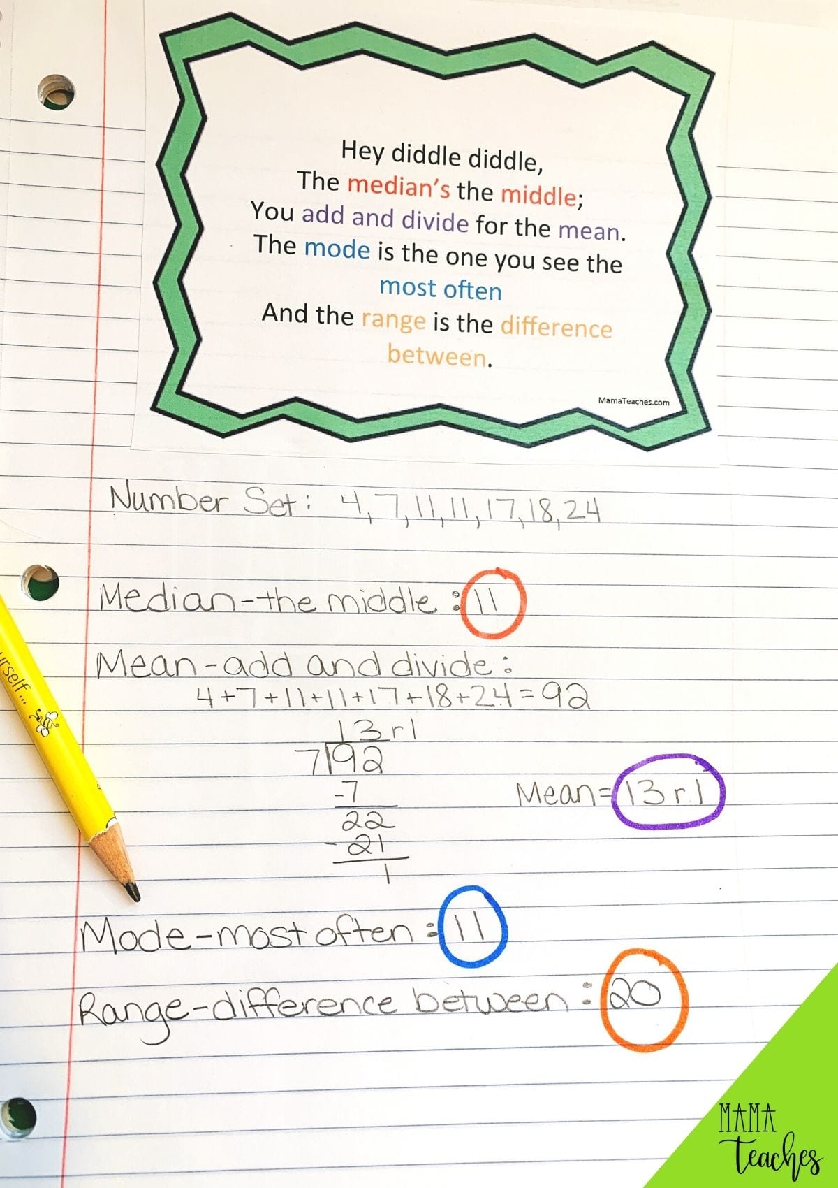 Free Math Printable Mean Median Mode And Range Mama Teaches