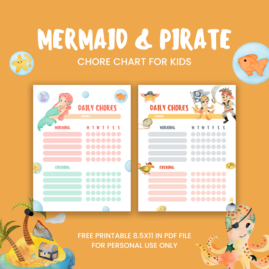 FREE Mermaid And Pirate Chore Chart For Kids The Little Raindrops Club FREE Mermaid And Pirate Chore Chart For Kids The Little Raindrops Club