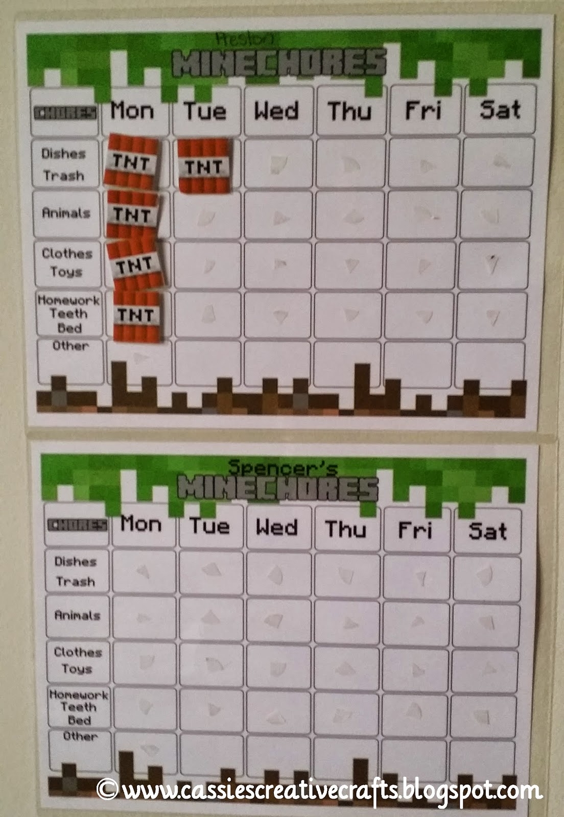 Free Minecraft Chore Chart Award System With Printables