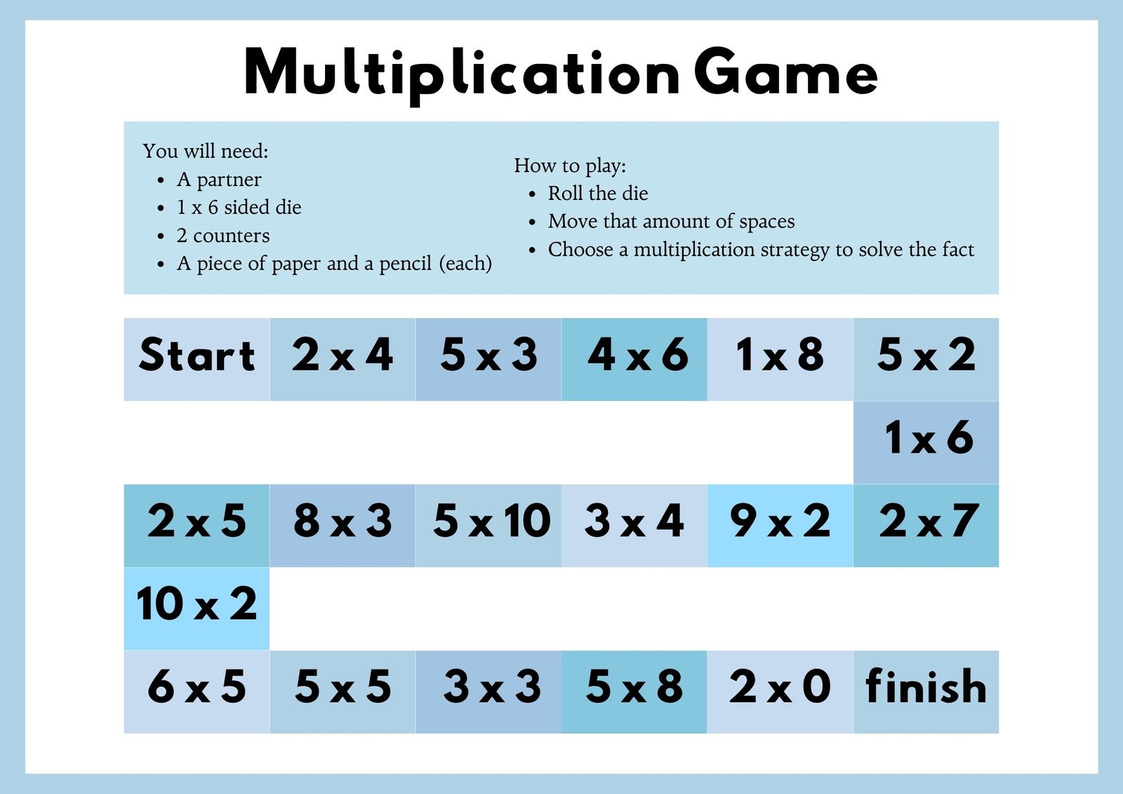 Free Multiplication Worksheet To Use And Print Canva