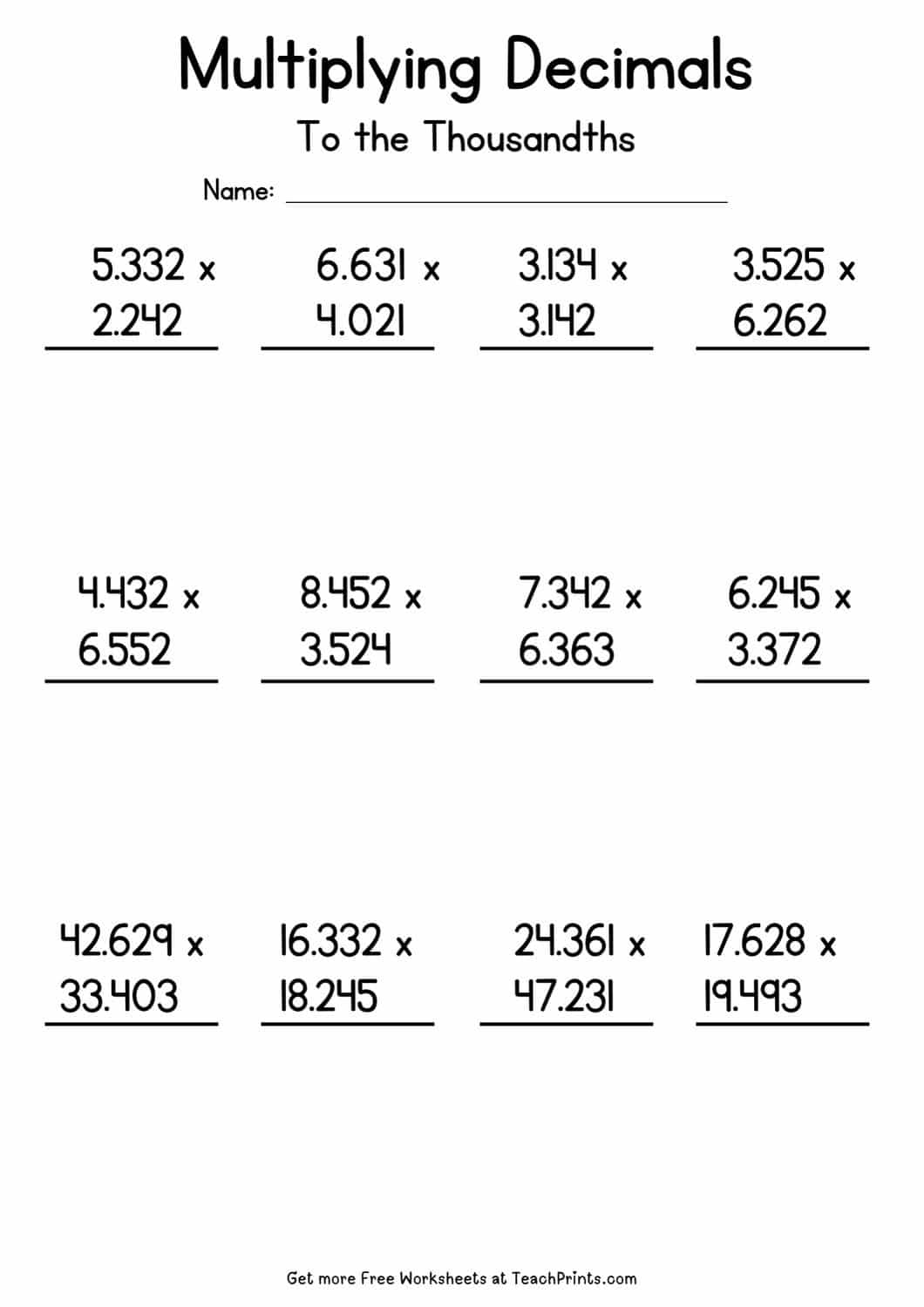 Free Multiplying Decimals Worksheets Teach Prints Free Multiplying Decimals Worksheets Teach Prints