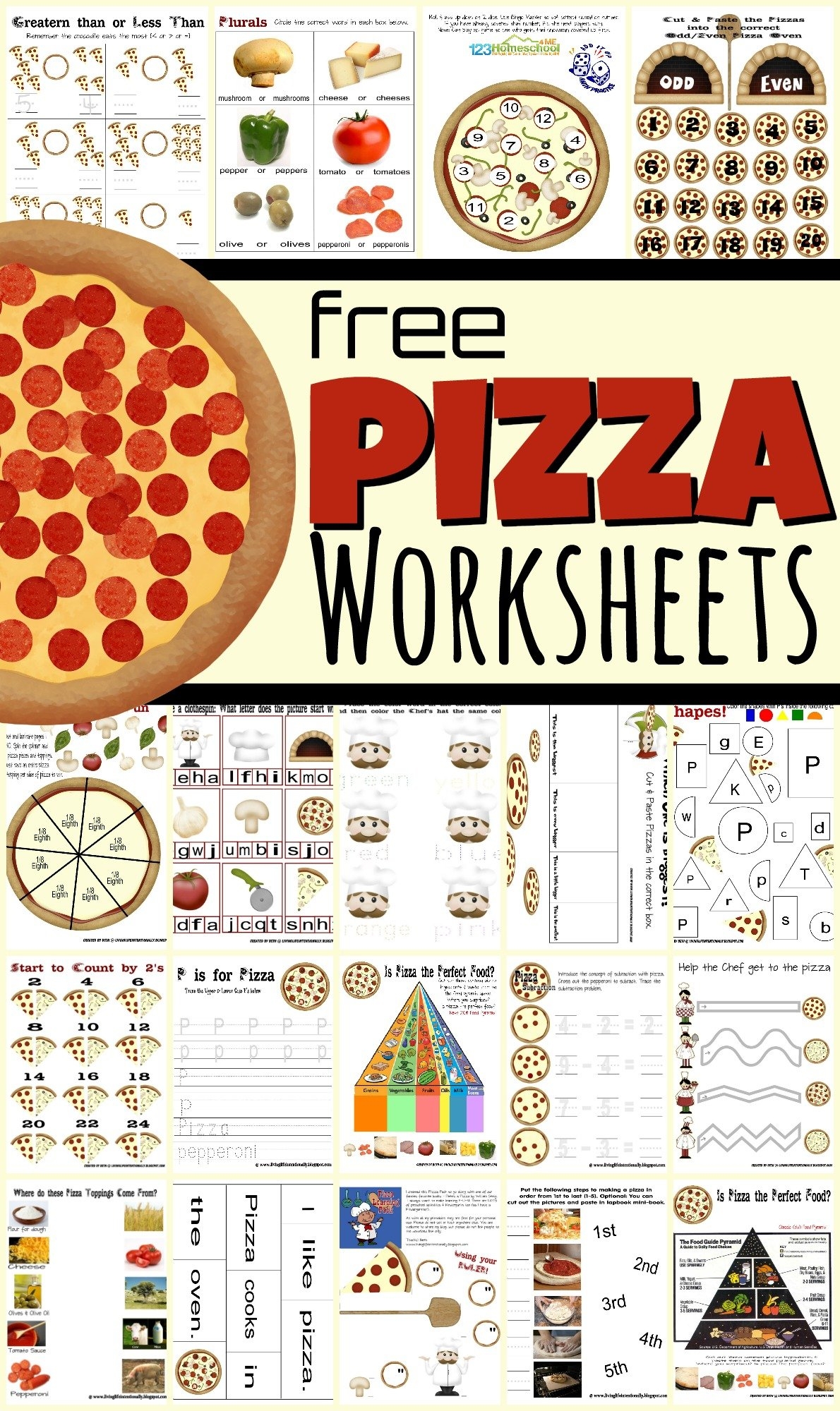 FREE Pizza Worksheets For Kids