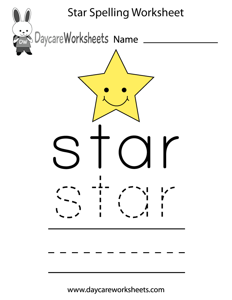 Free Preschool Star Spelling Worksheet Free Preschool Star Spelling Worksheet