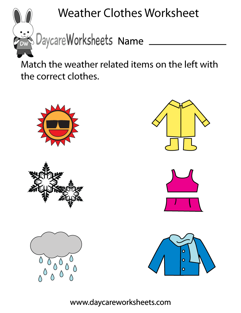 Free Printable Clothes Worksheet For Preschool