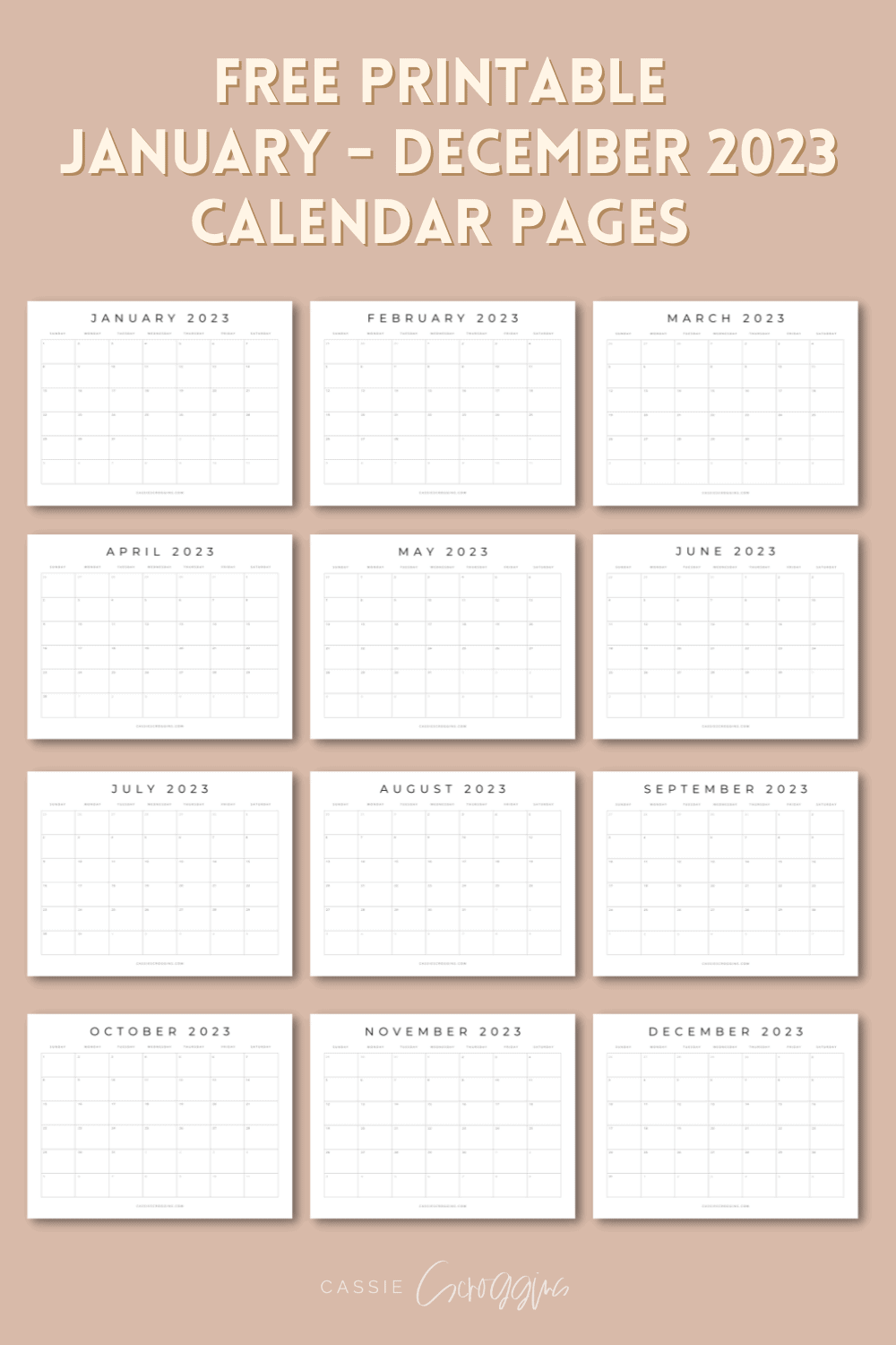 Free 12 Month Printable Calendar