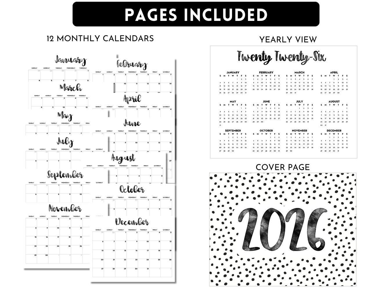 Free Printable 2026 Monthly Calendar Sunday Monday Start Lovely Planner Free Printable 2026 Monthly Calendar Sunday Monday Start Lovely Planner