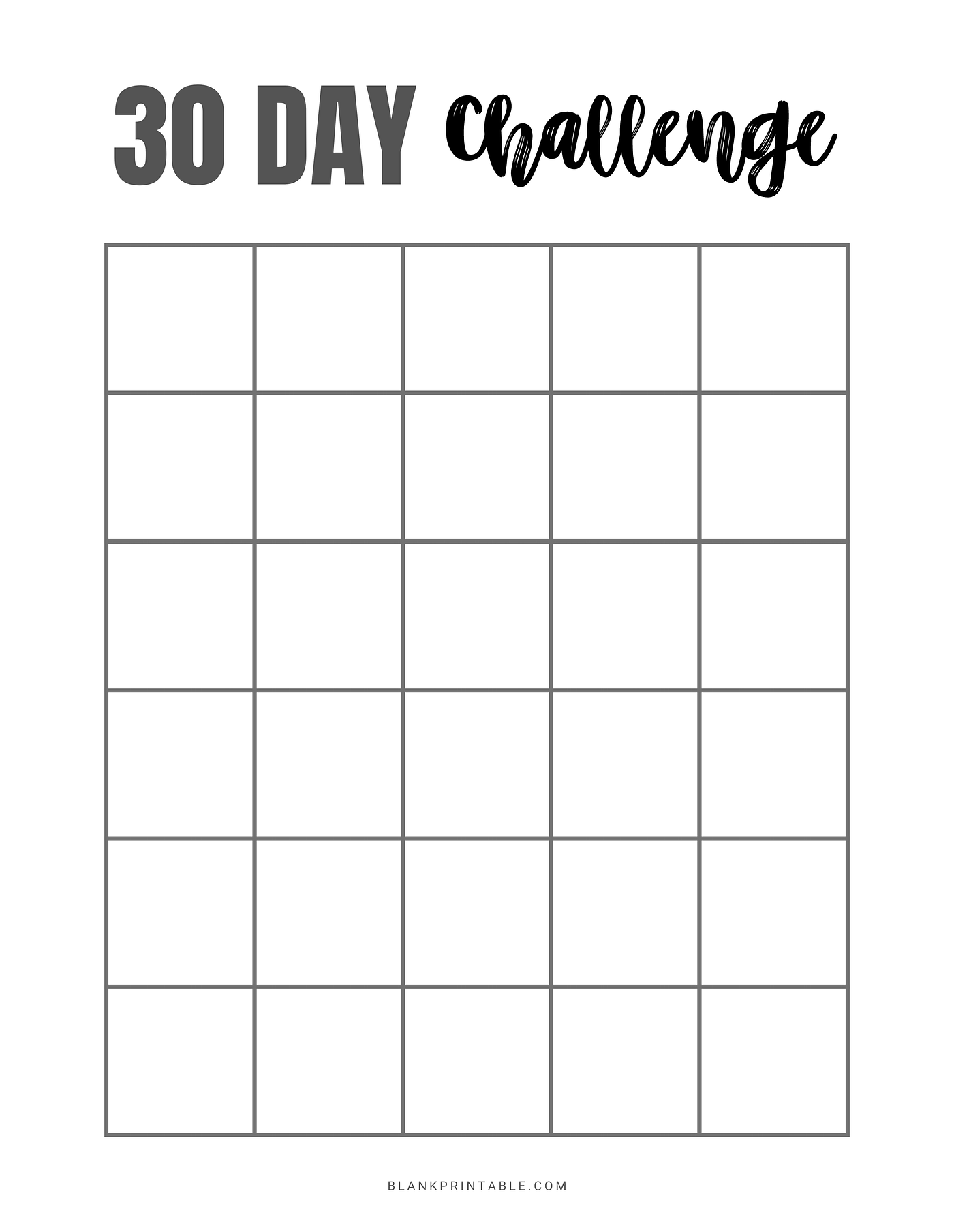 Printable 30 Day Calendar