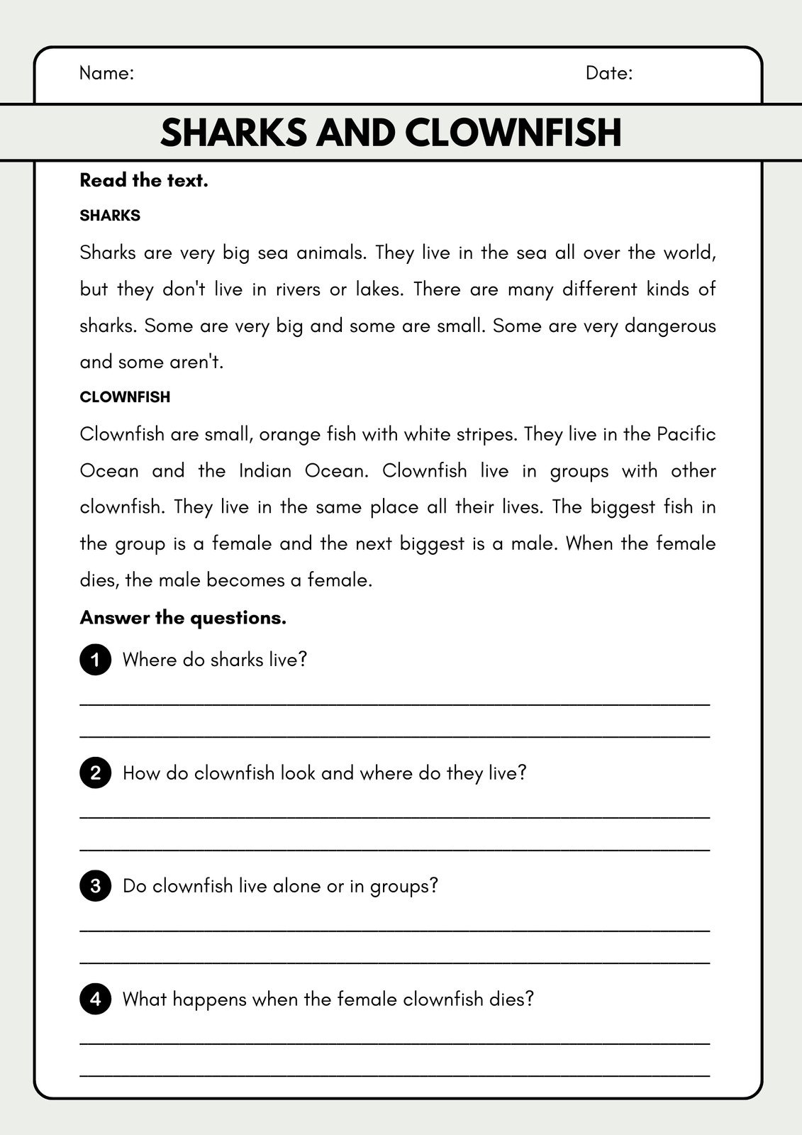 Printable Reading Worksheets For 3rd Grade