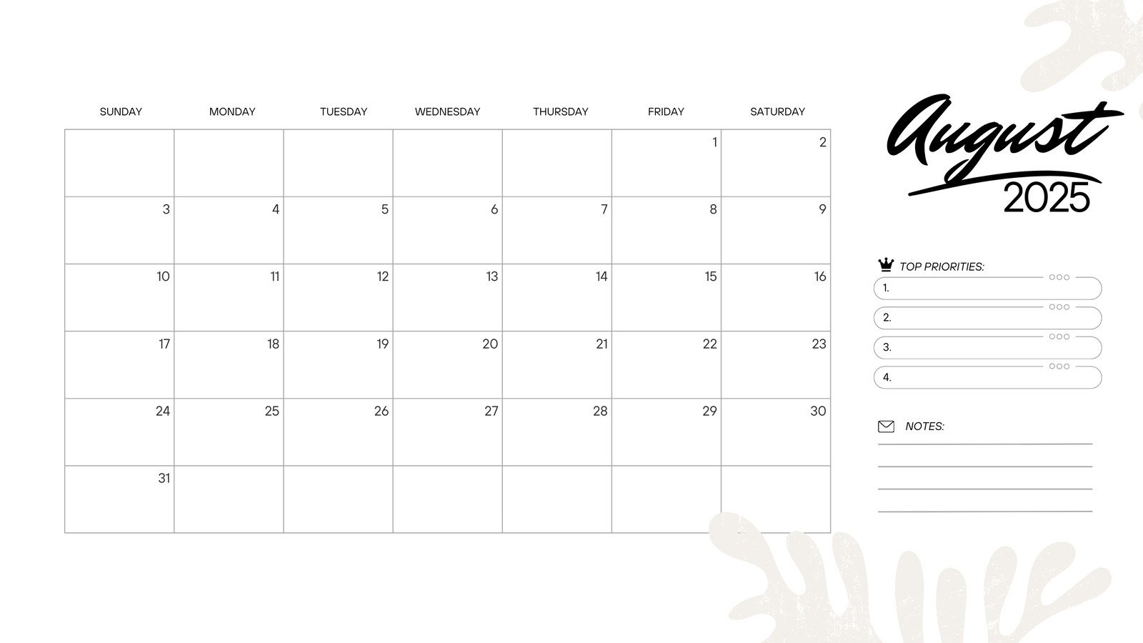 Free Printable August 2025 Calendar Templates Canva Free Printable August 2025 Calendar Templates Canva