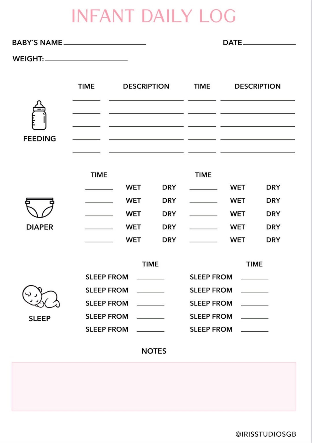 Free Printable Baby Schedule Baby Tracker Feeding Sleep And Diaper Baby Tracker Complete Google Sheets Spreadsheet 