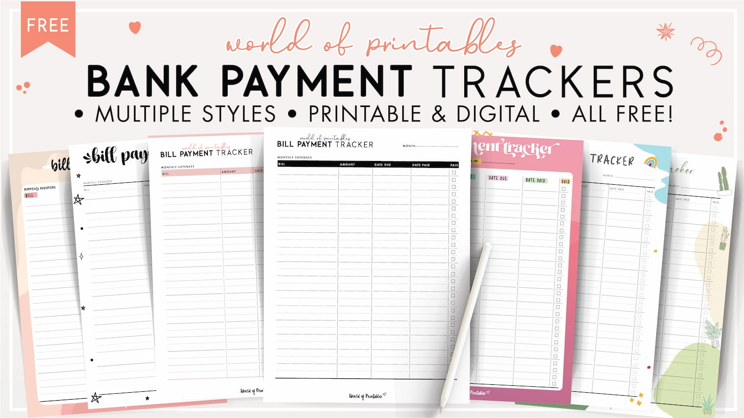 Monthly Bill Chart Printable