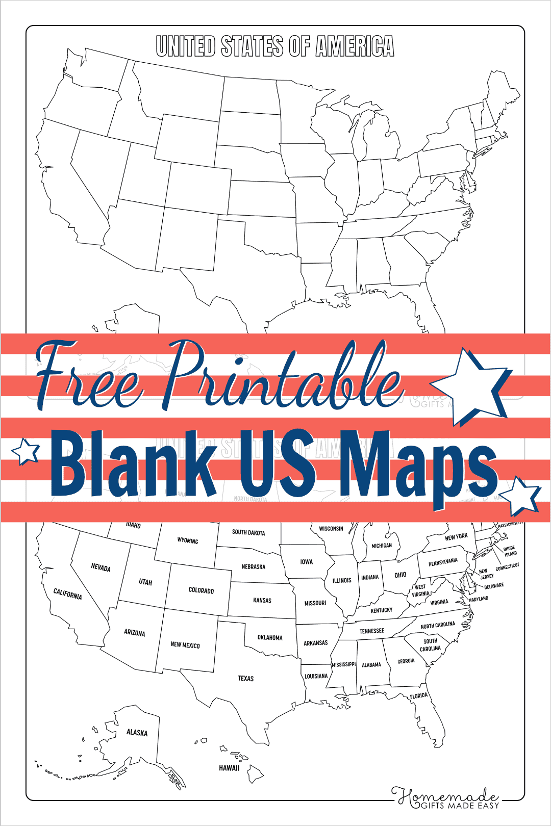 Printable Blank Map Of Usa States