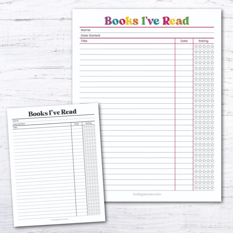 Printable Book Chart - Template Free Printable