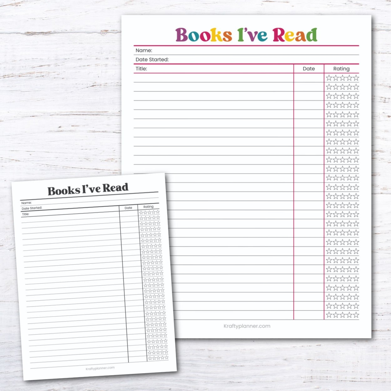 Printable Book Chart