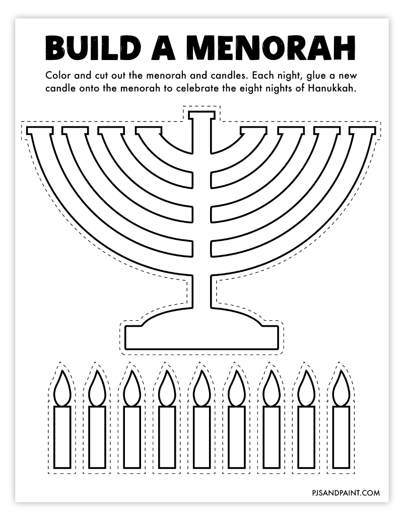 Free Printable Build A Menorah Craft Pjs And Paint
