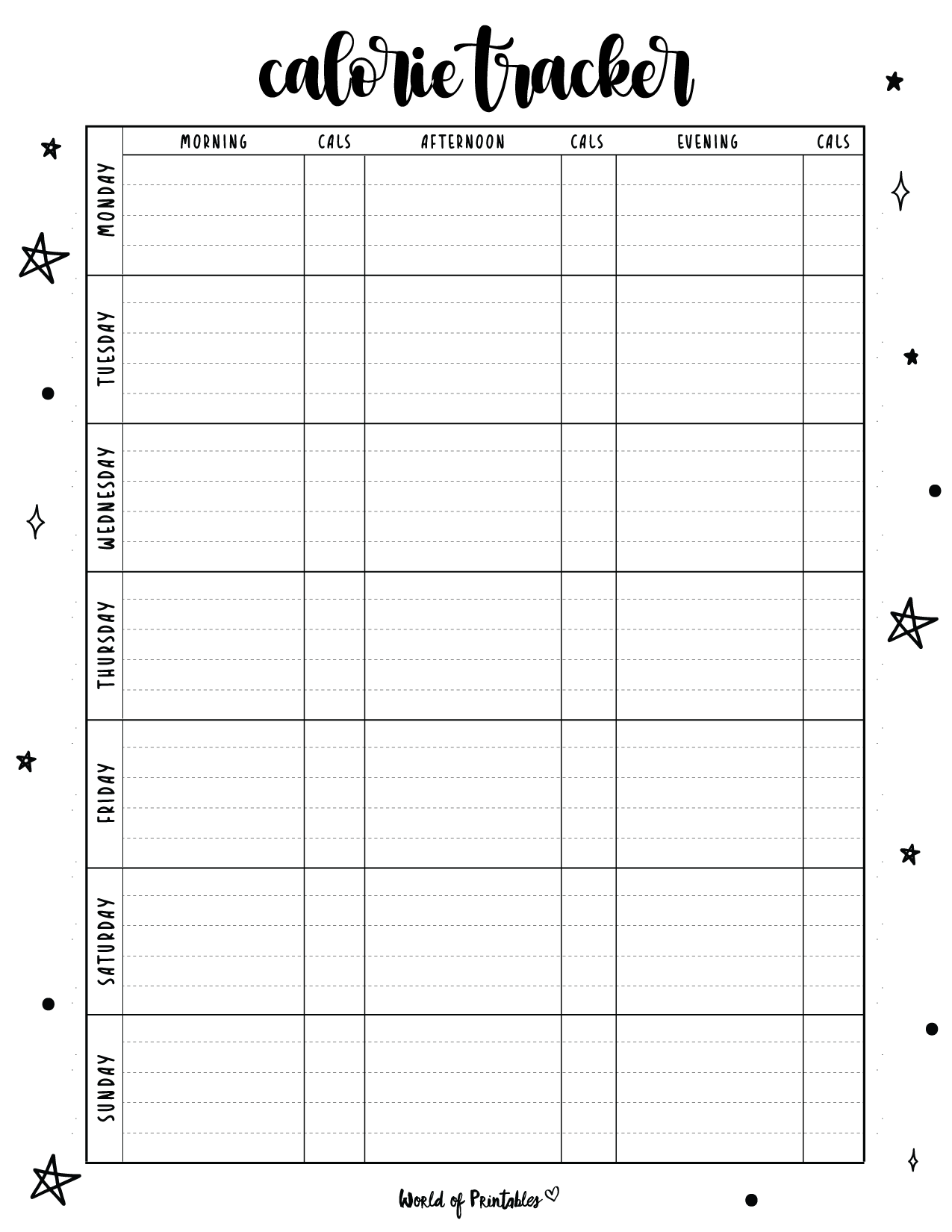Free Printable Calorie Tracker World Of Printables Worksheets Library