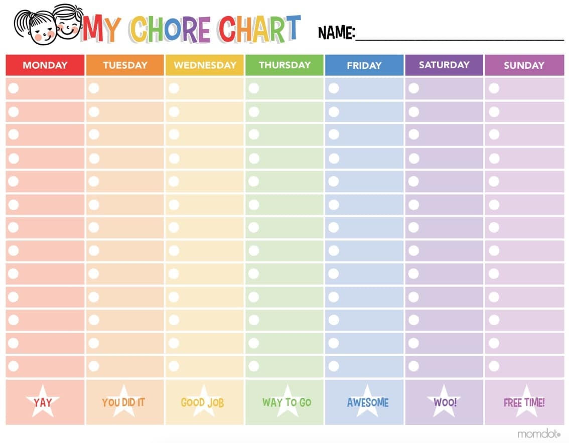 Free Printable Chore Chart Momdot