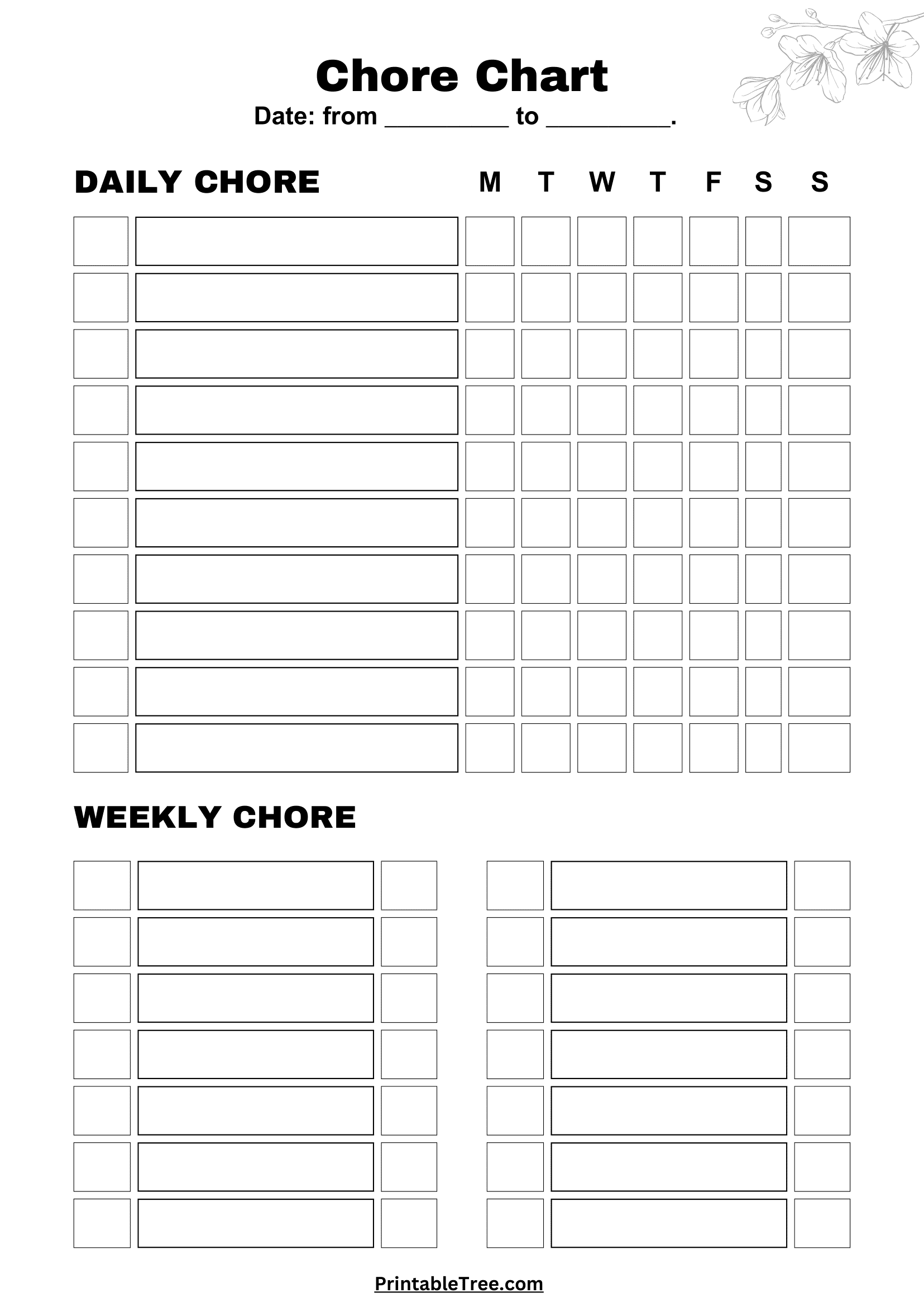 Free Printable Chore Chart Templates