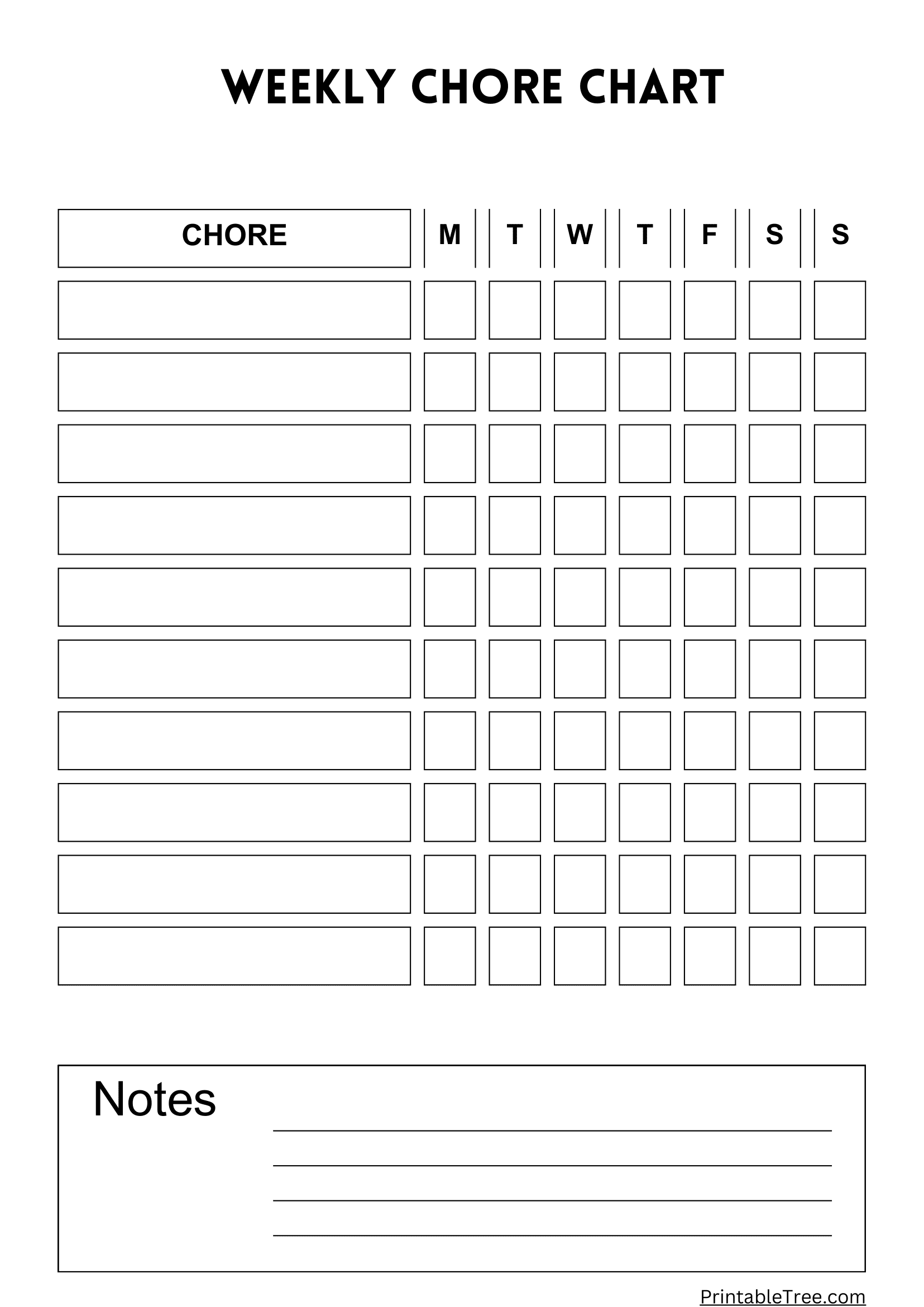 Chore Chart Printable Teens