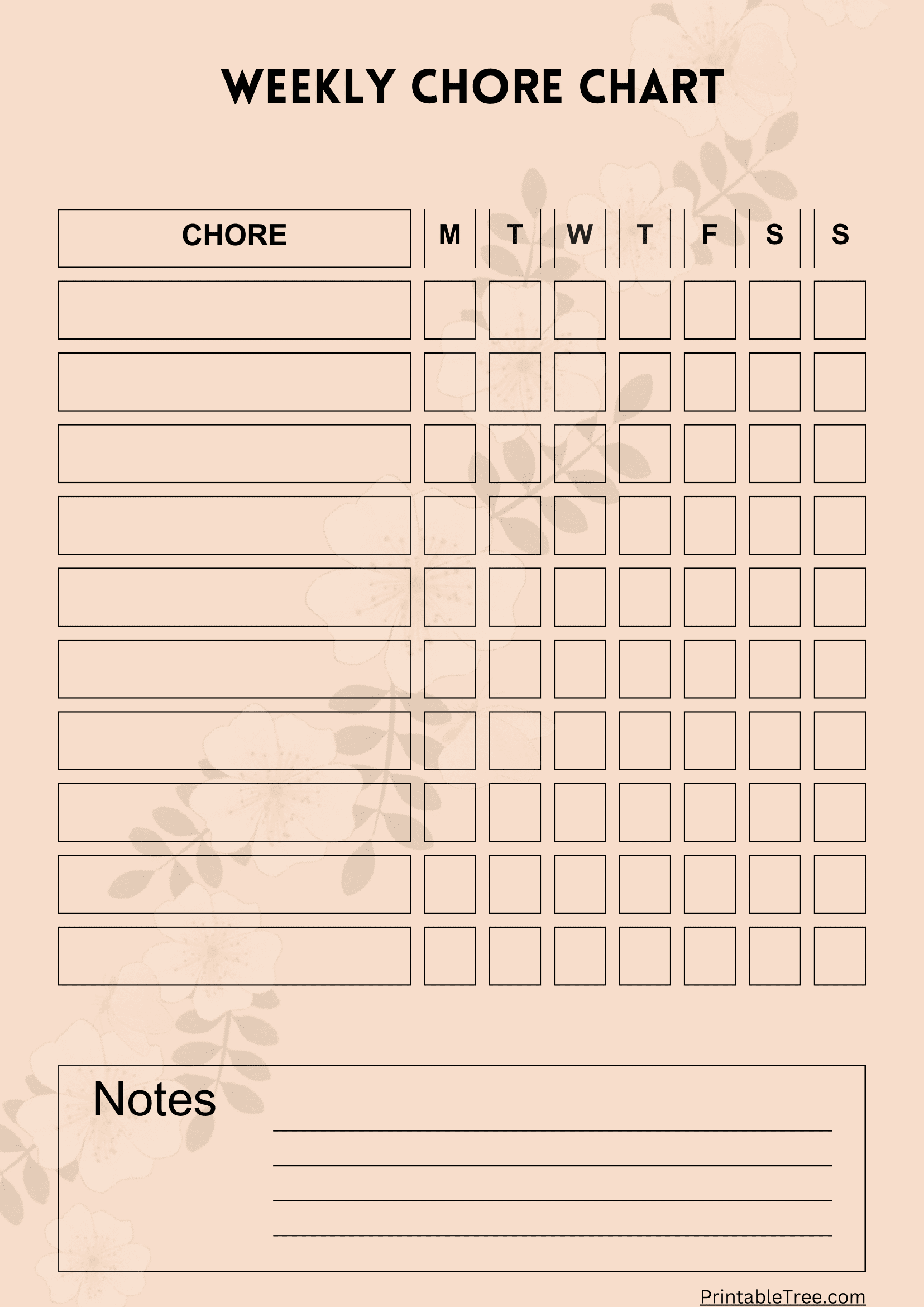Free Printable Chore Chart PDF Template For Kids