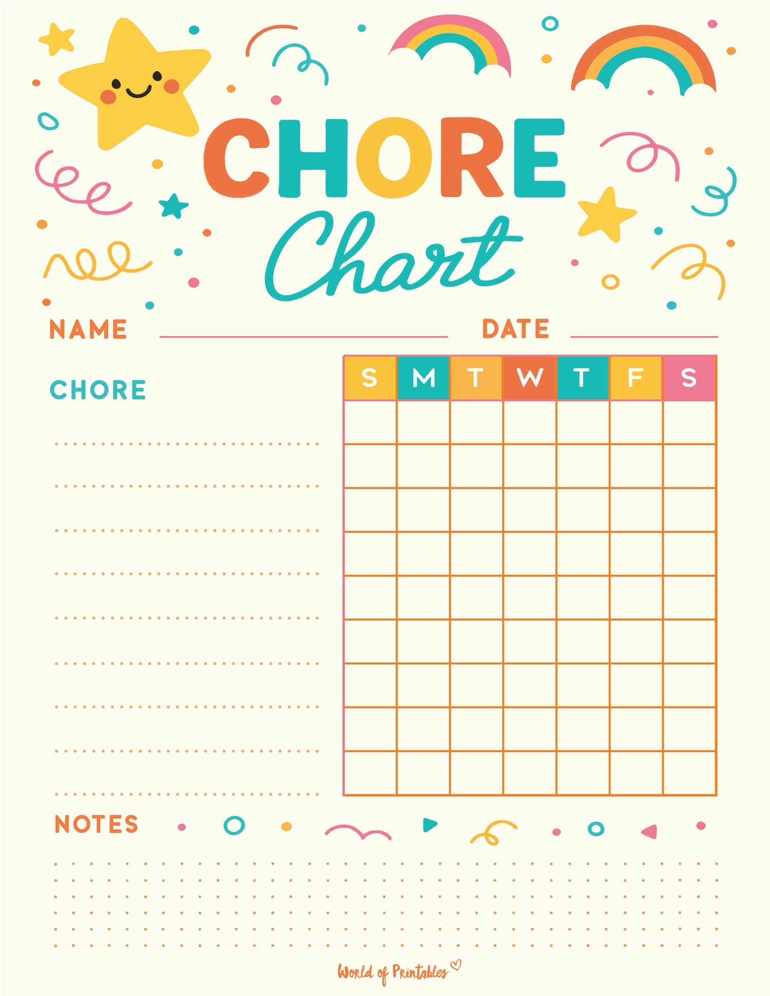 Free Printable Chore Charts For Kids Over 30 Fun Designs World Of Printables