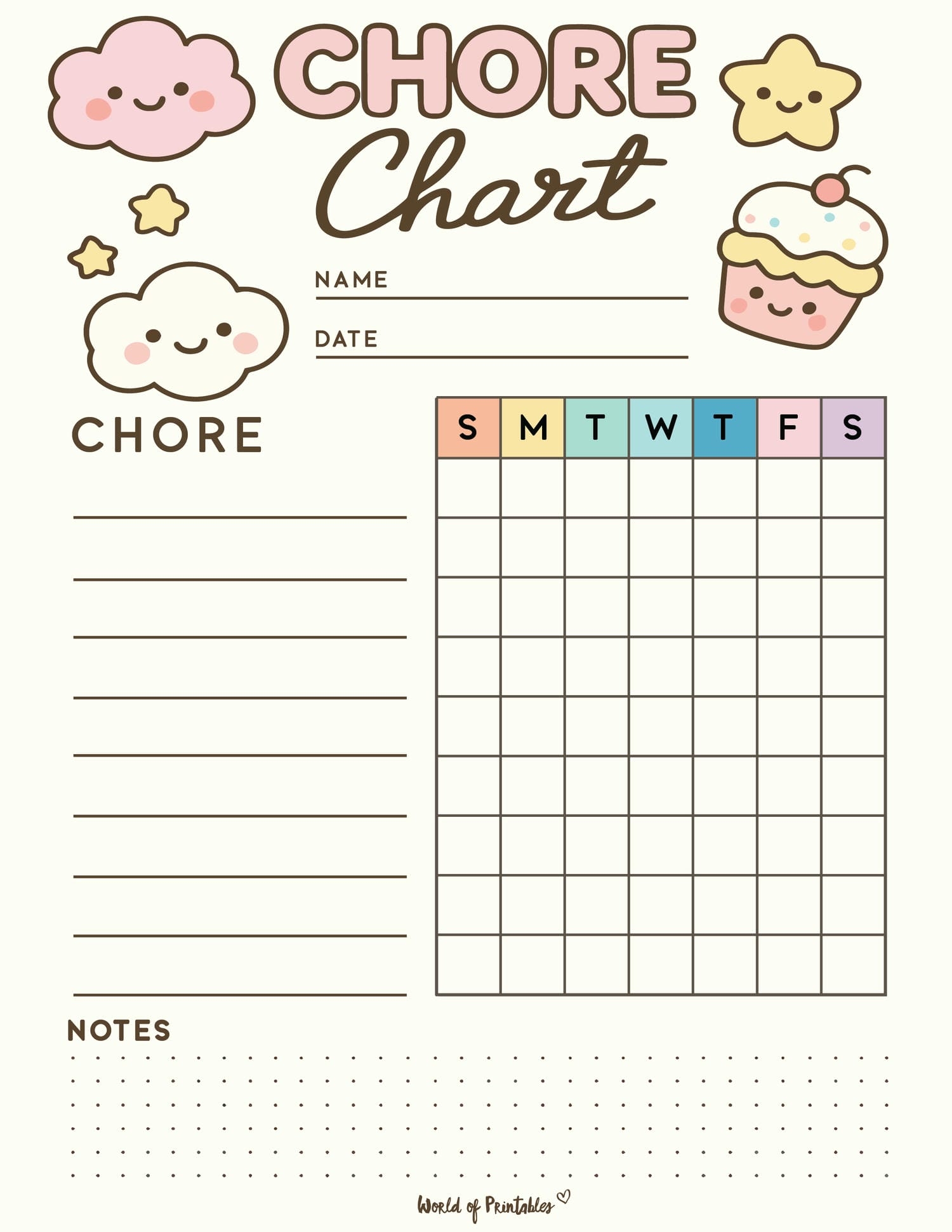 Free Printable Chore Charts For Girls