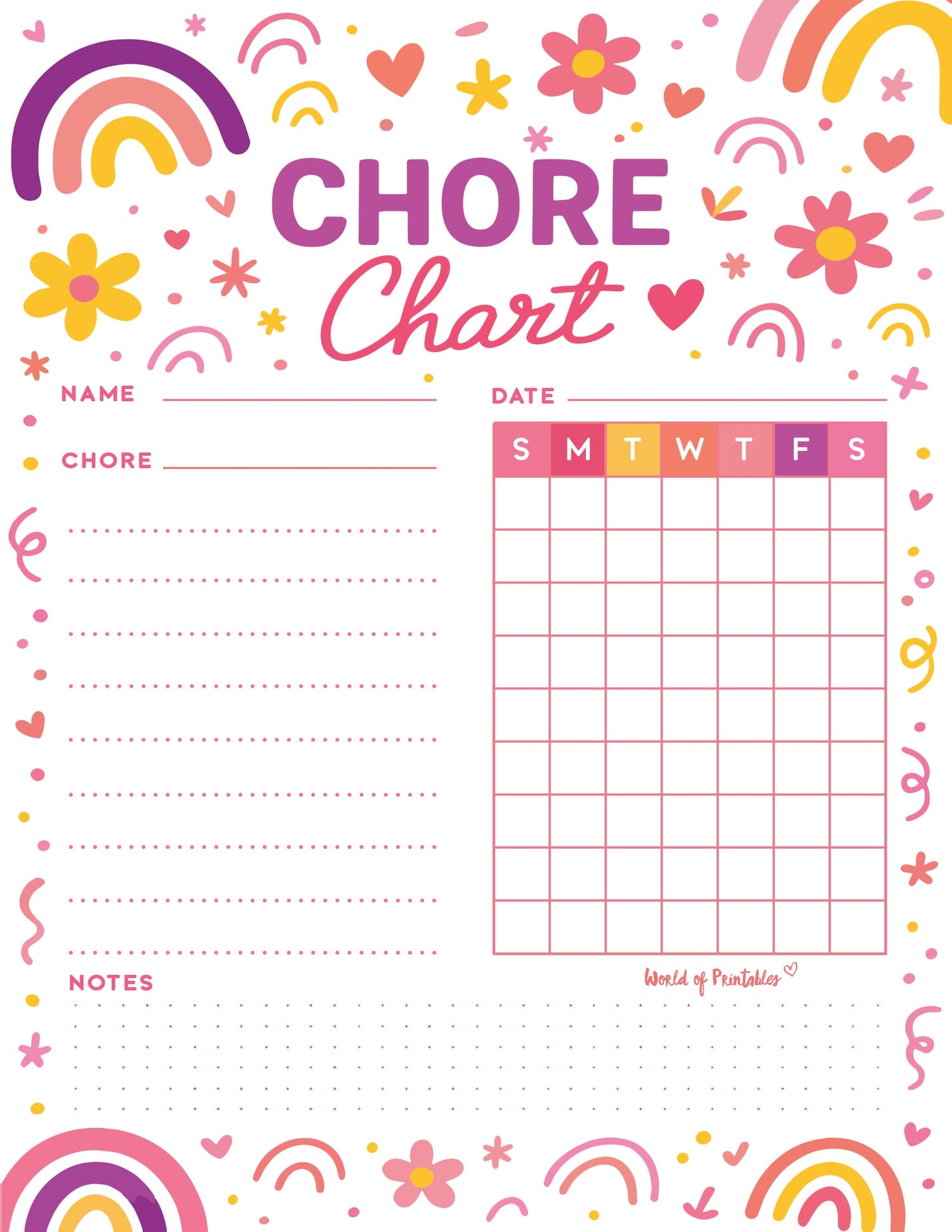 Chore Chart For Kids Printable Free