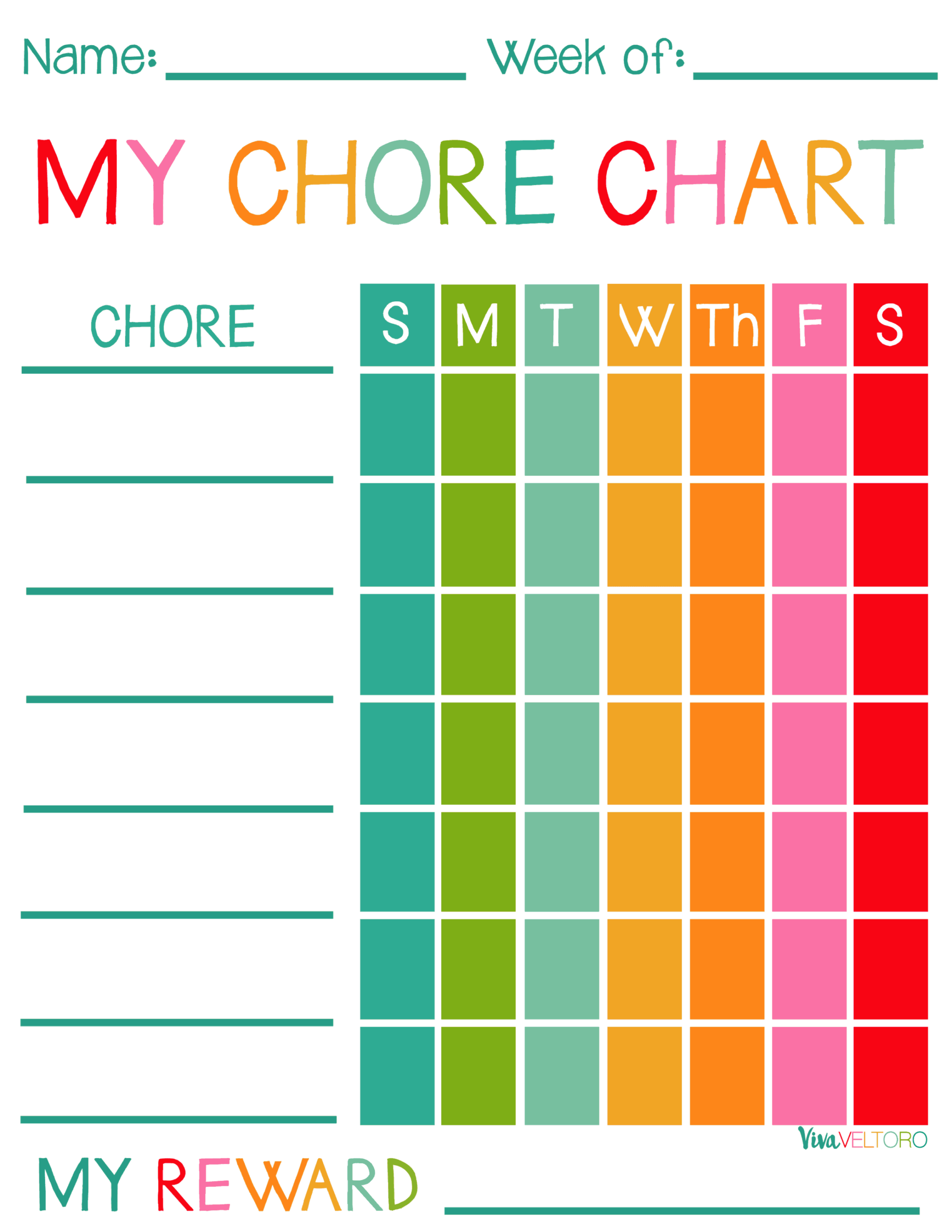Printable Chore. Charts