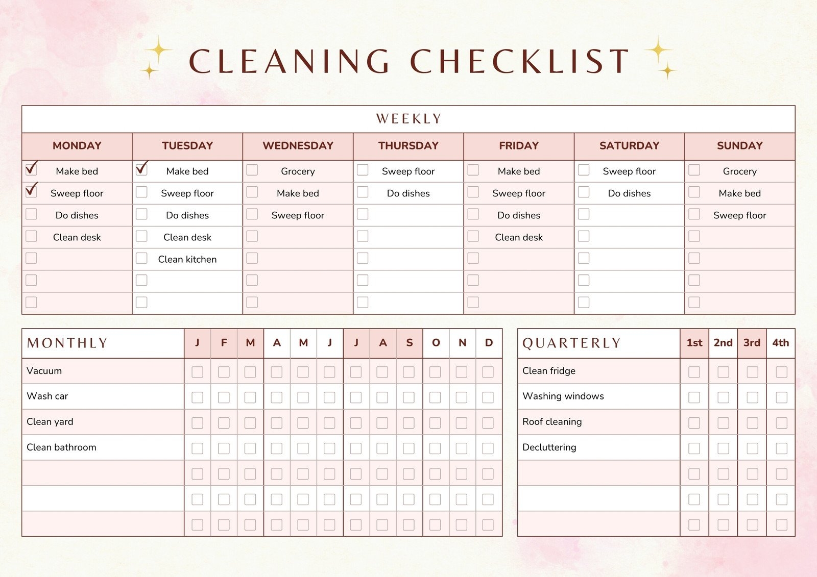 Free Printable Cleaning Checklist Templates Canva