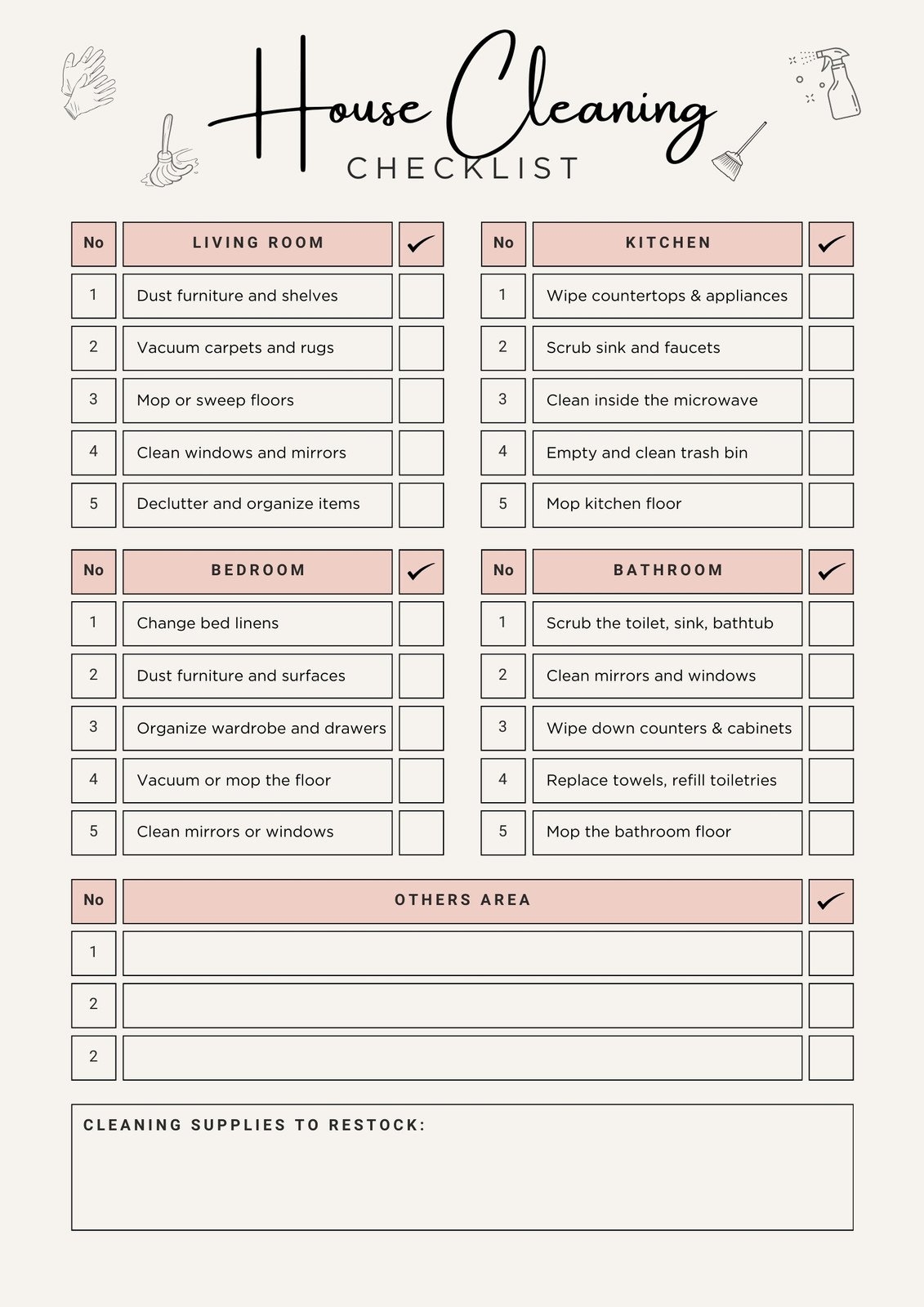 Free Printable Cleaning Checklist Templates Canva