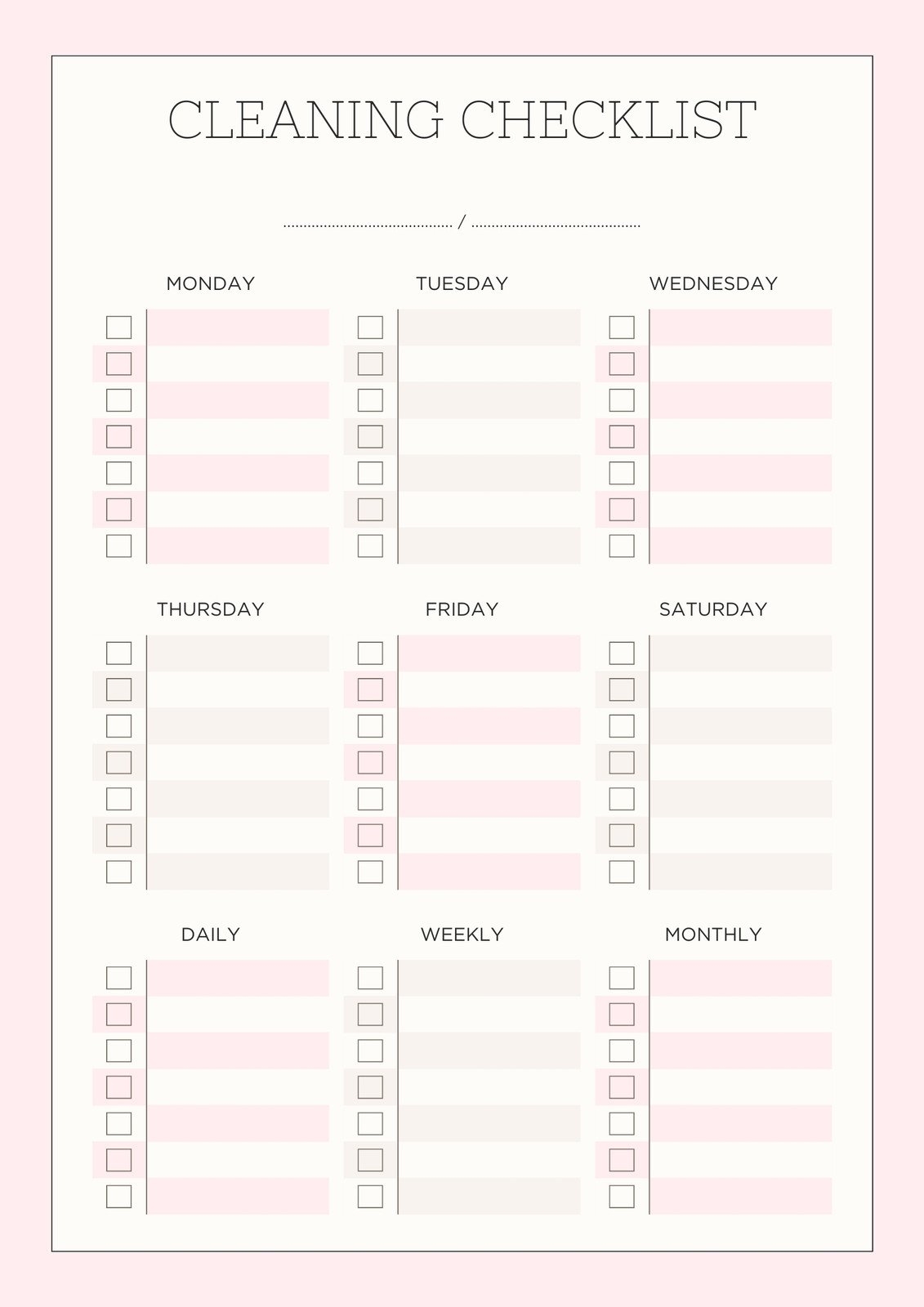 Free Printable Cleaning Checklist Templates Canva