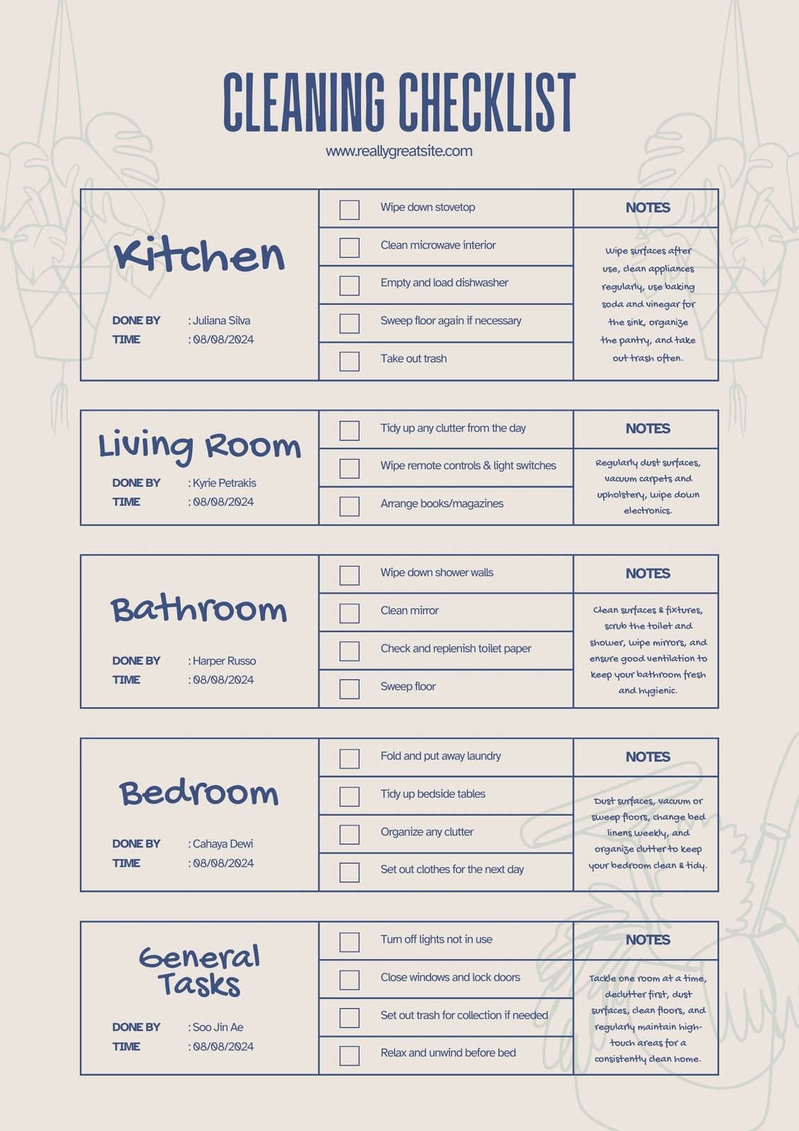 Free Printable Cleaning Checklist Templates Canva