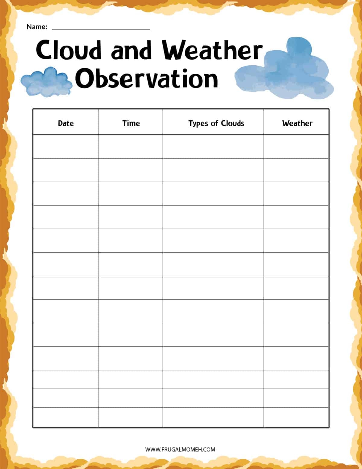 Printable Cloud Chart