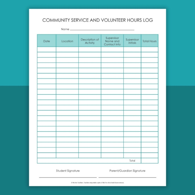 Free Printable Community Service Log Bundle