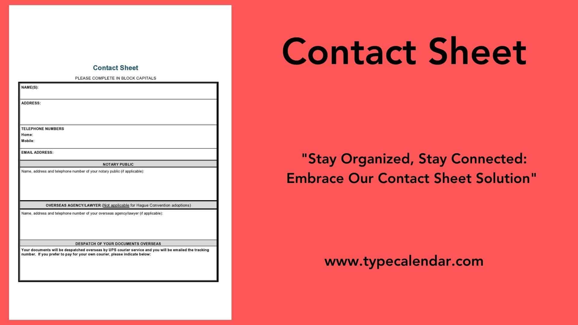Free Printable Contact Sheet Templates Excel Word PDF 