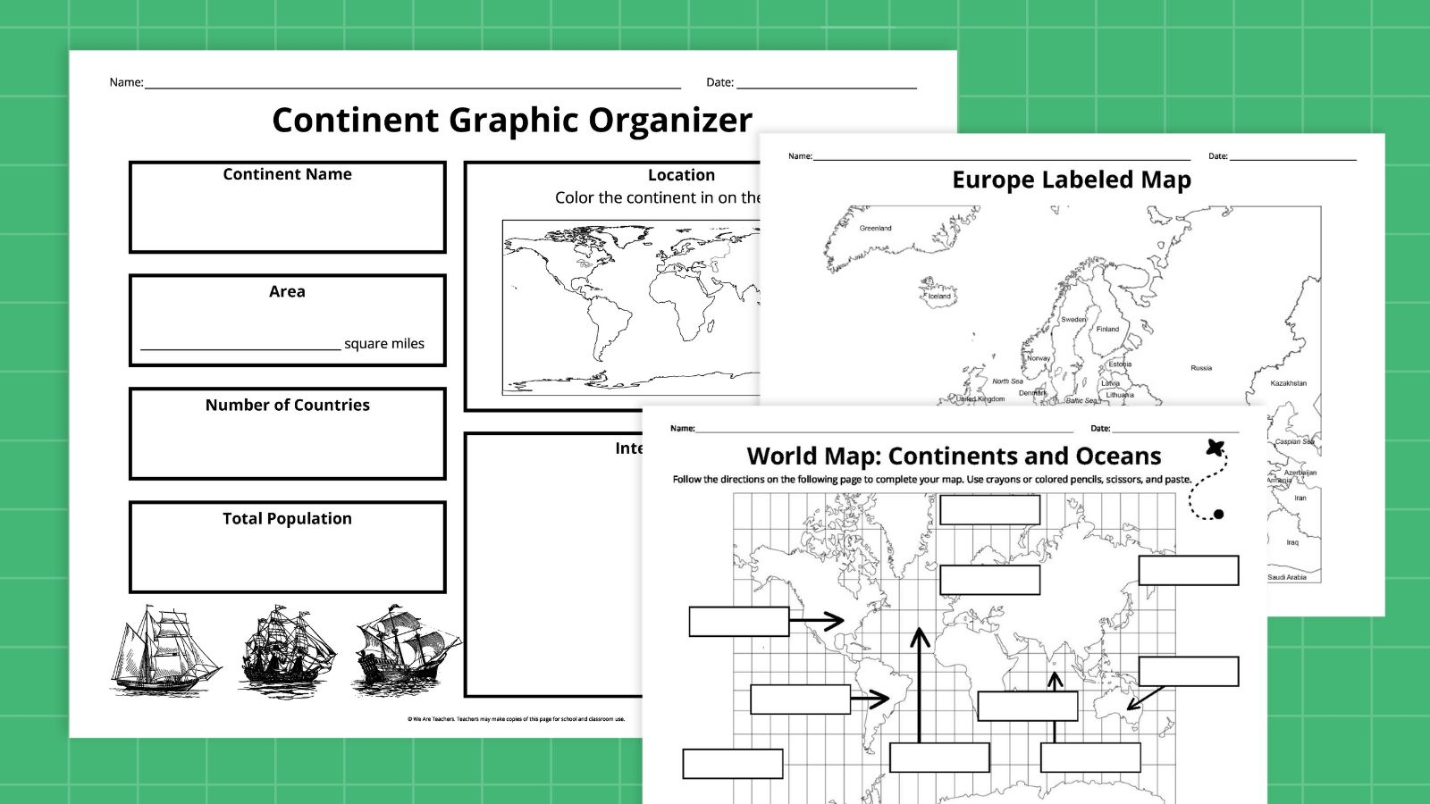 Blank Printable Continents And Oceans Map