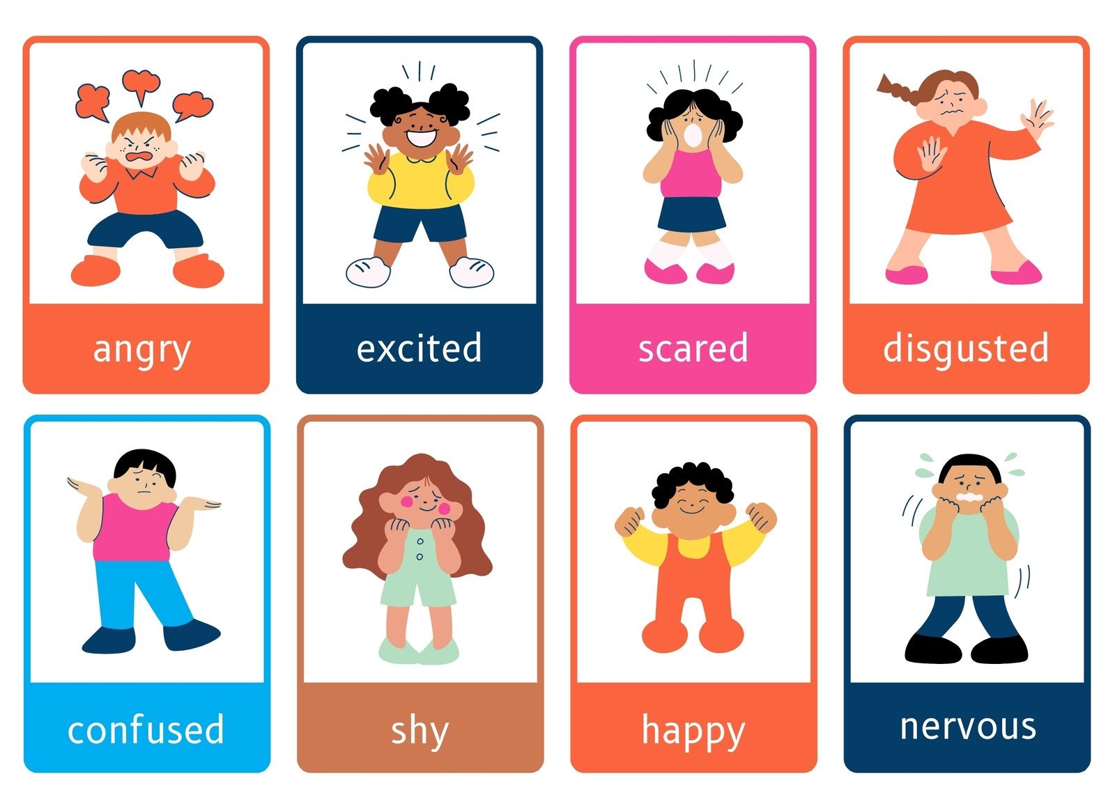 Free Printable Custom Emotions Flashcard Templates Canva