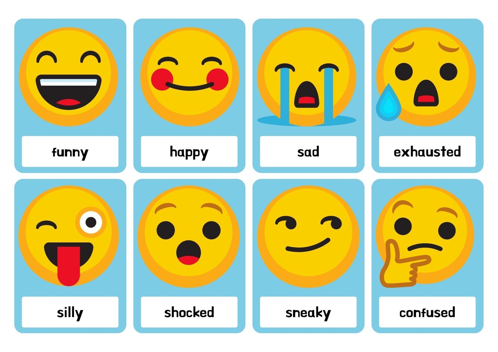 Free Printable Custom Emotions Flashcard Templates Canva