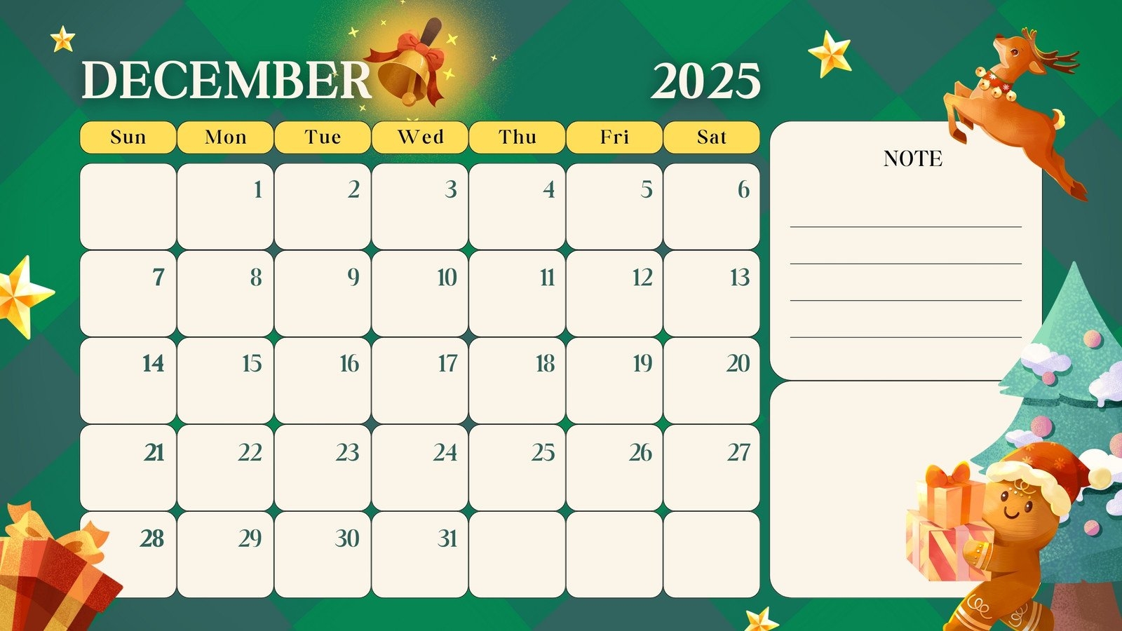 Free Printable December 2025 Calendar Templates Canva
