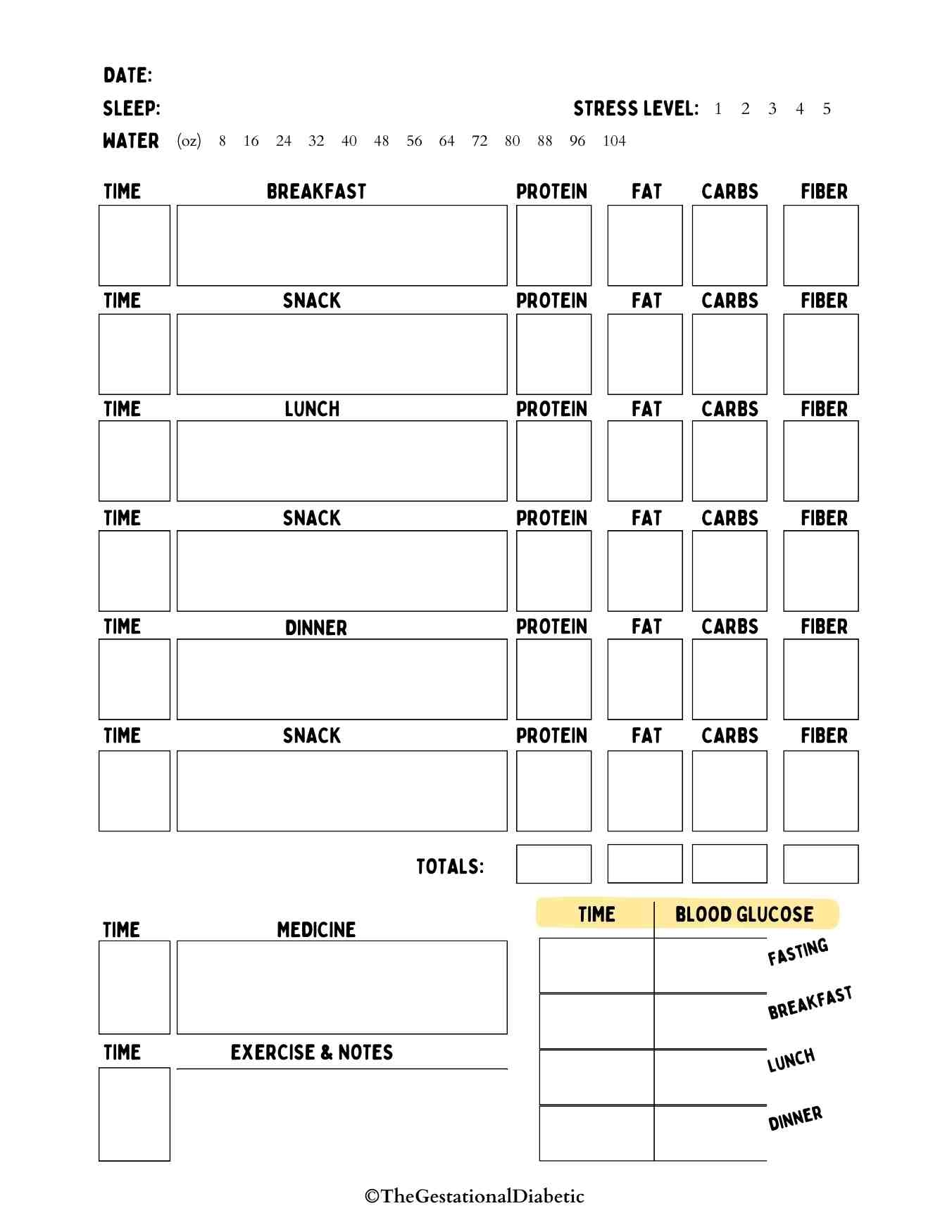 Free Printable Diabetic Log Sheets The Gestational Diabetic
