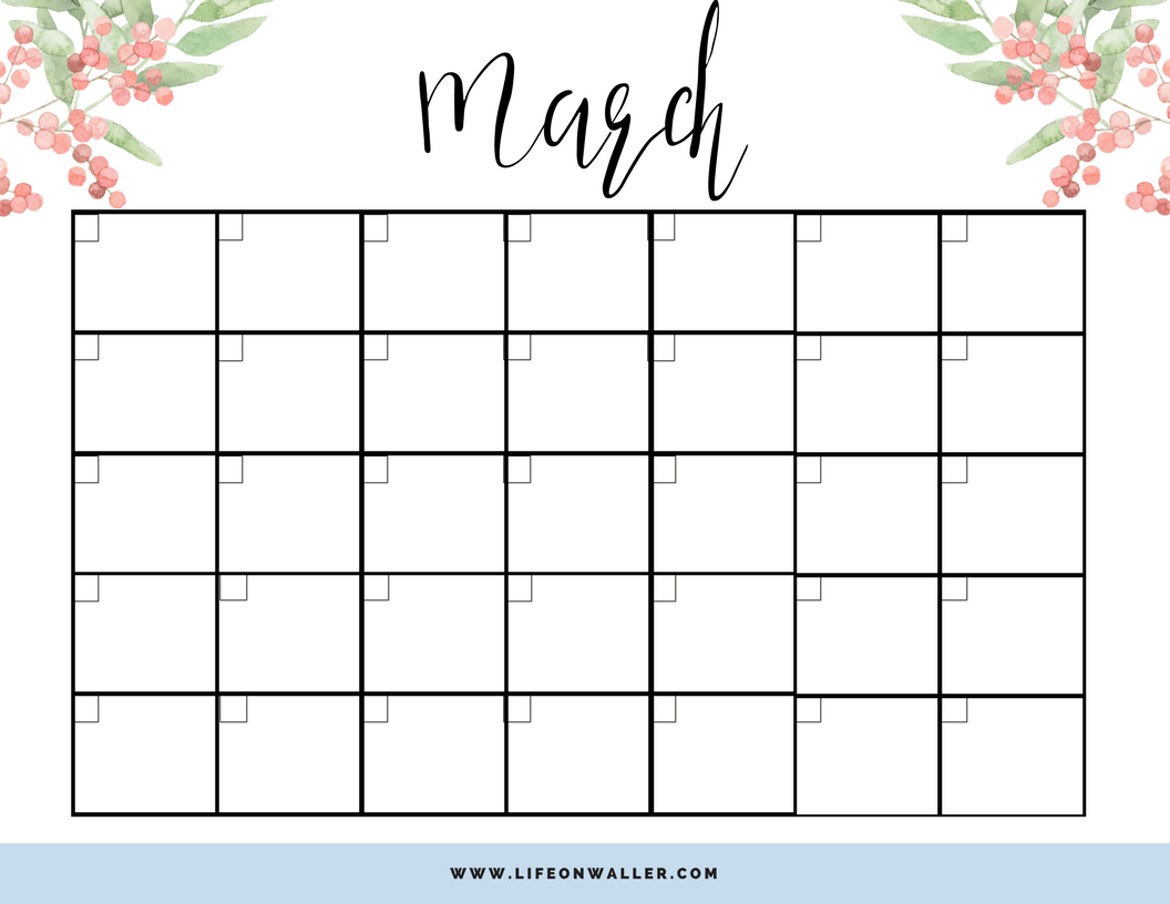 Printable Calendar Fill In