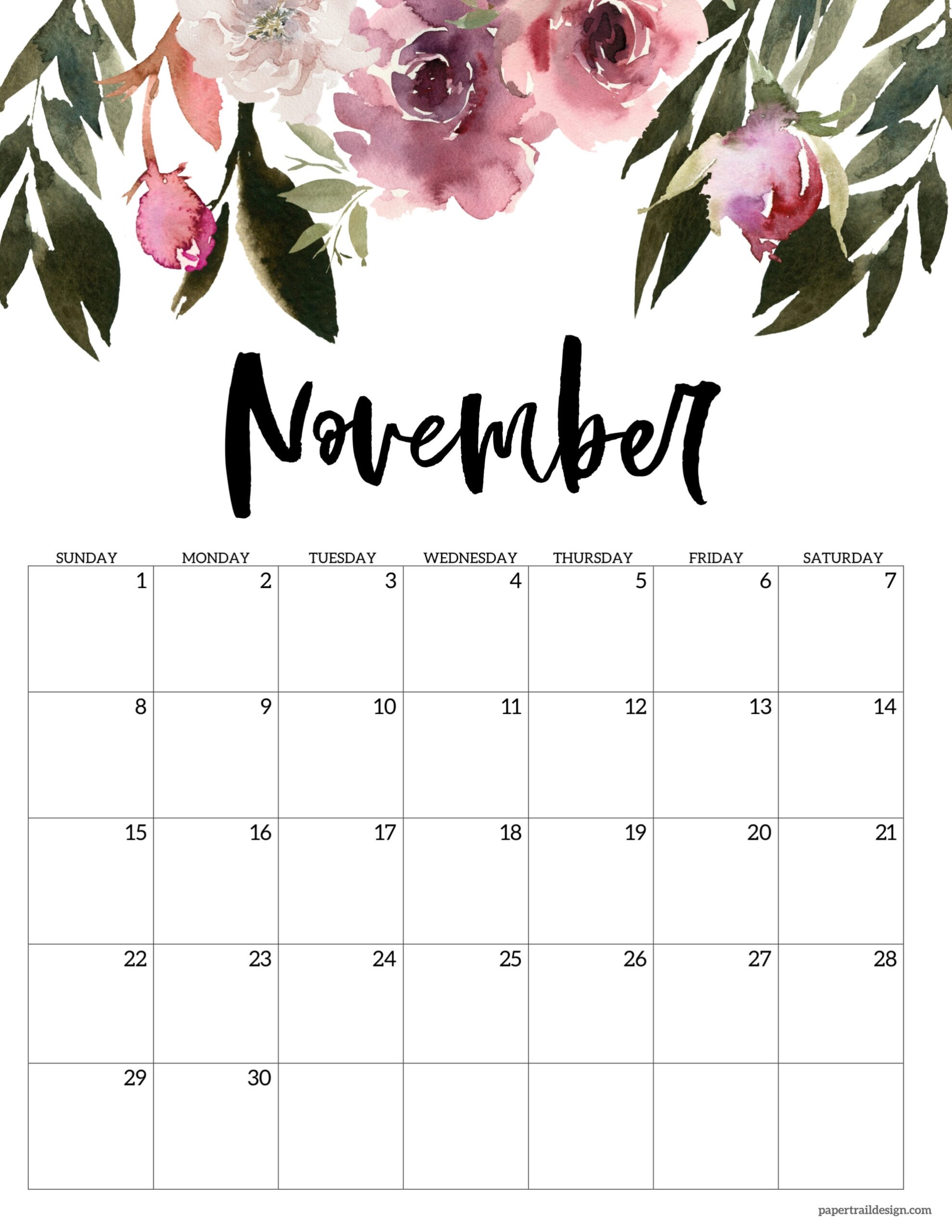 November Calendar 2026 Printable November Calendar 2026 Printable