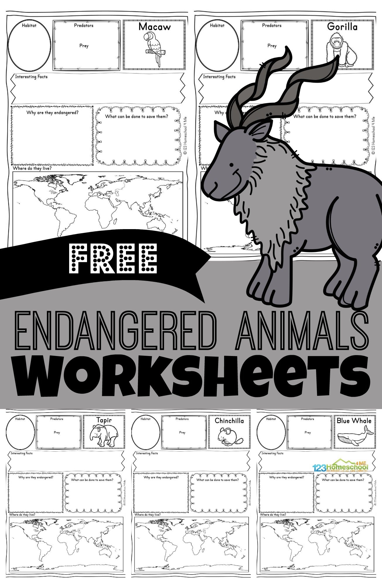 FREE Printable FREE Printable Endangered Animals Worksheets