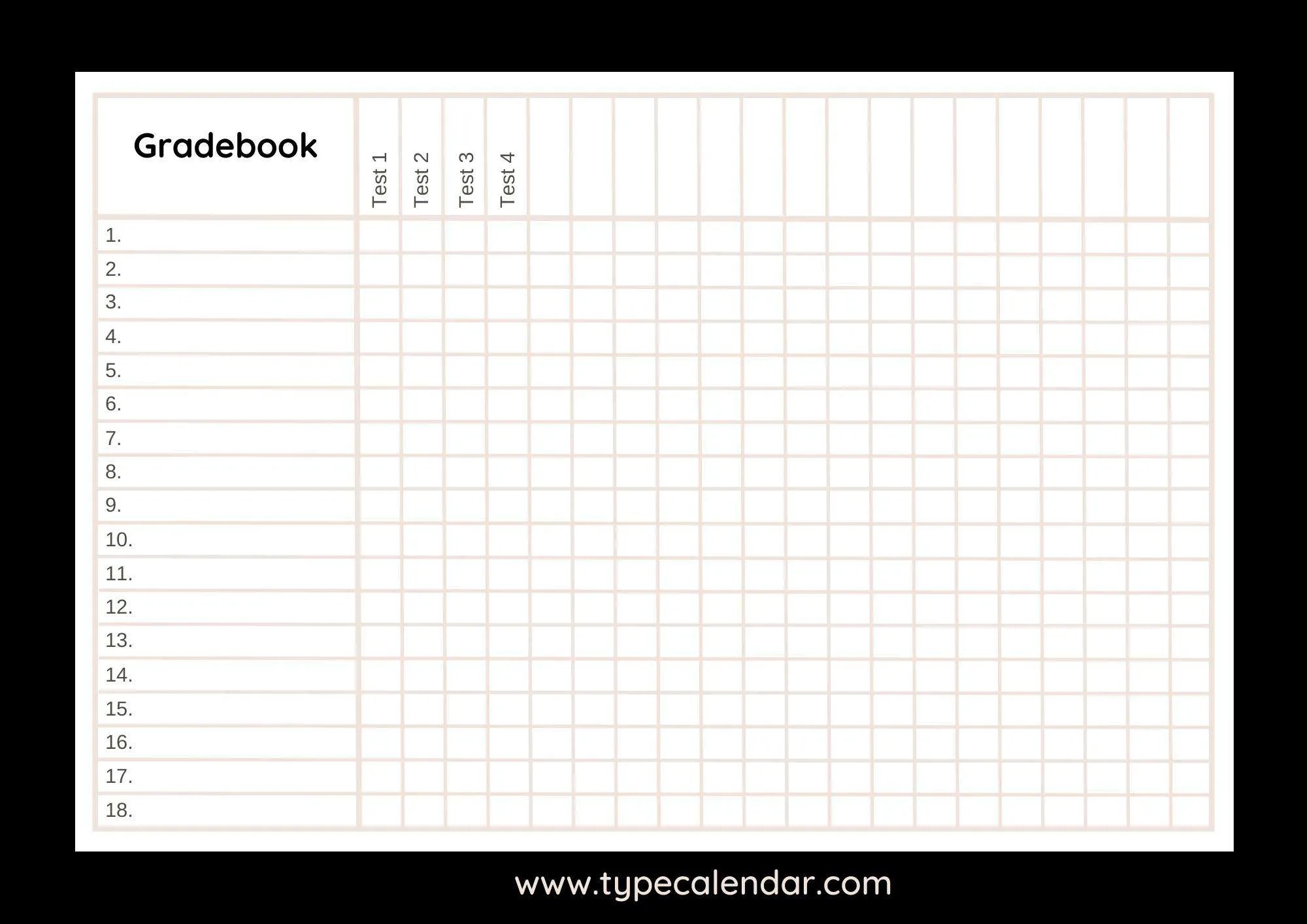 Free Printable Gradebook Templates PDF Excel Word Google Sheets 