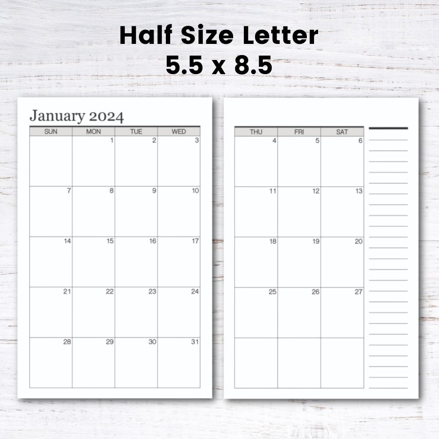 Free Printable Half Size 2024 Calendar Krafty Planner Free Printable Half Size 2024 Calendar Krafty Planner