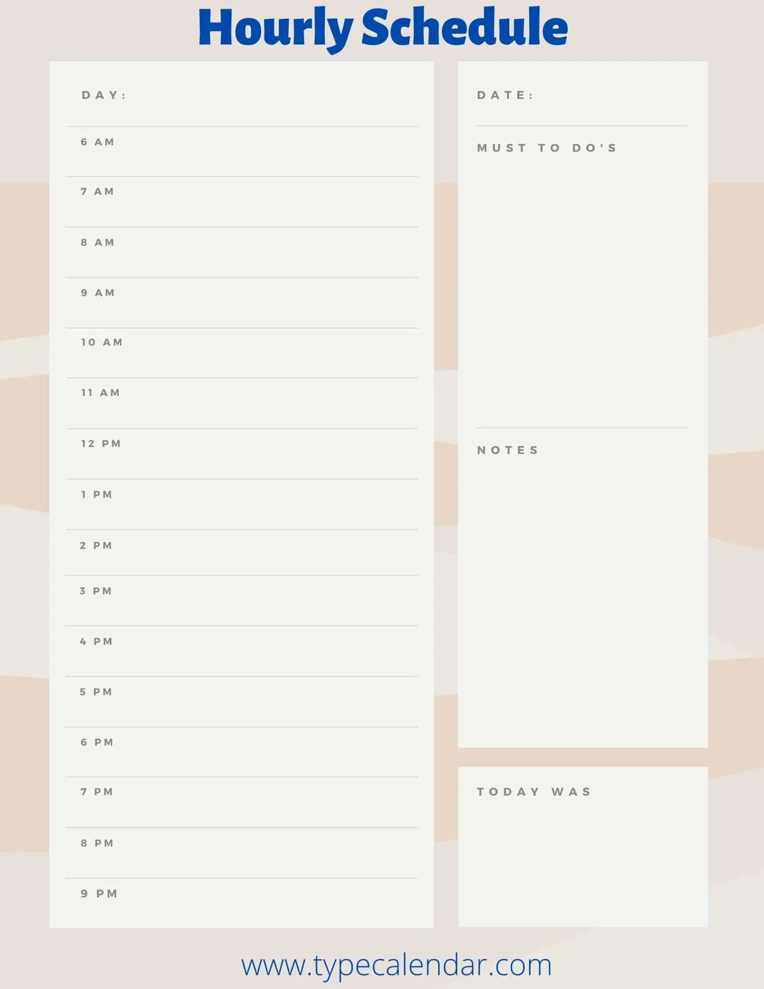 Free Printable Hourly Schedule Templates Excel PDF Word Weekly