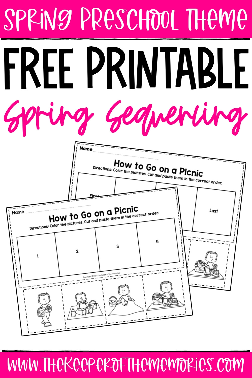 Free Printable How To Go On A Picnic Spring Sequencing Worksheets The Keeper Of The Memories