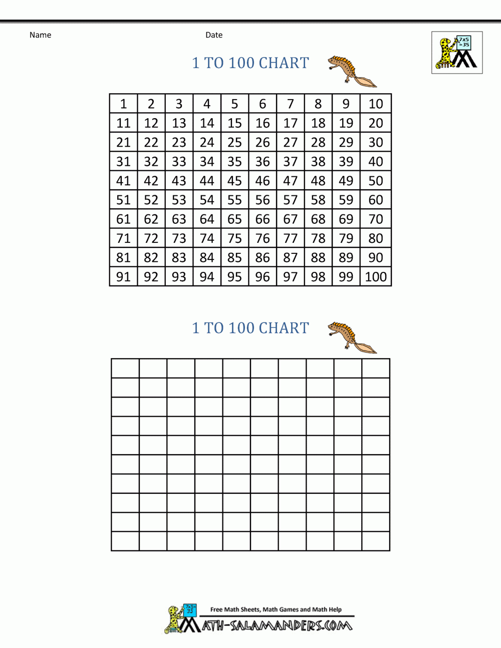 Free Printable Hundred Number Chart
