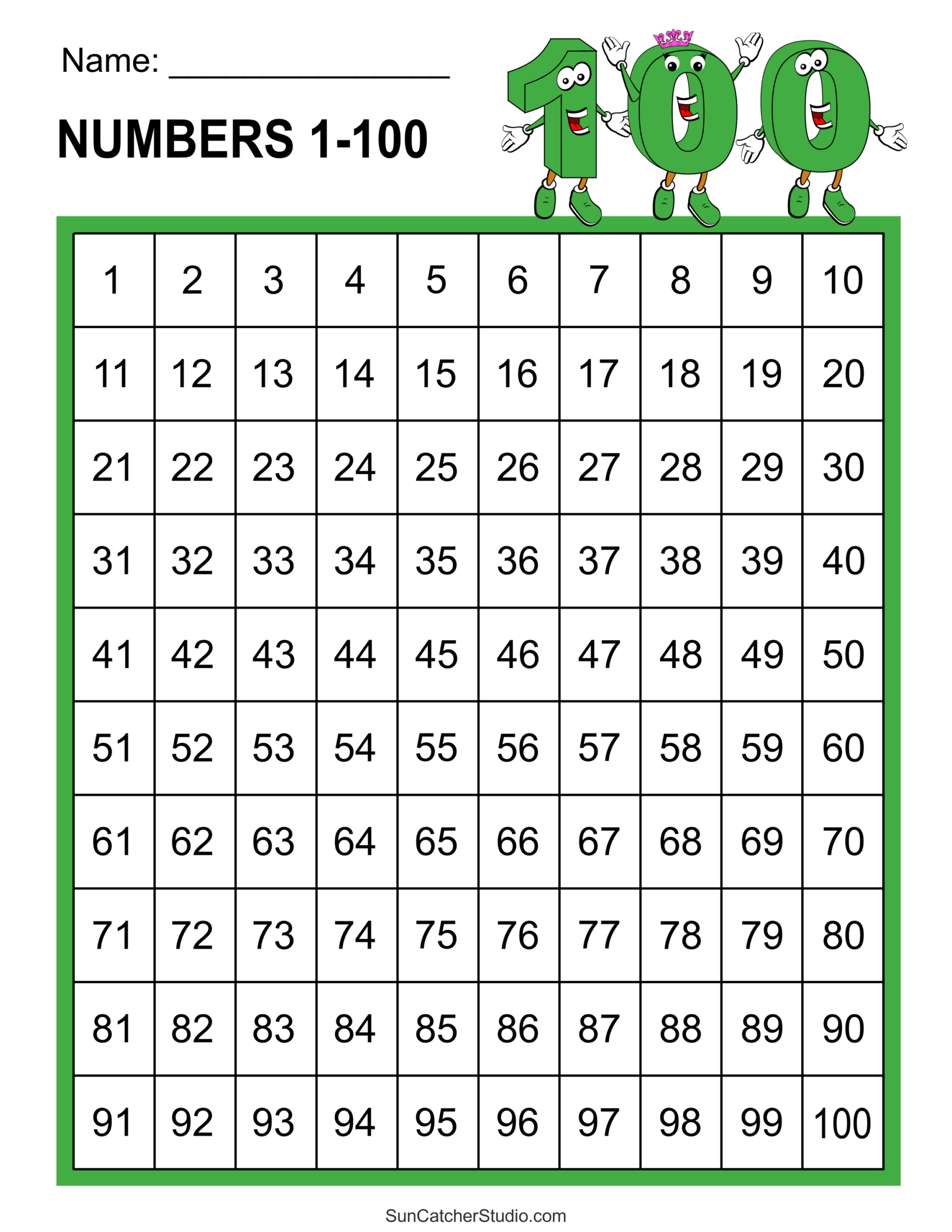 Free Printable Hundreds Charts Numbers 1 To 100 Free 